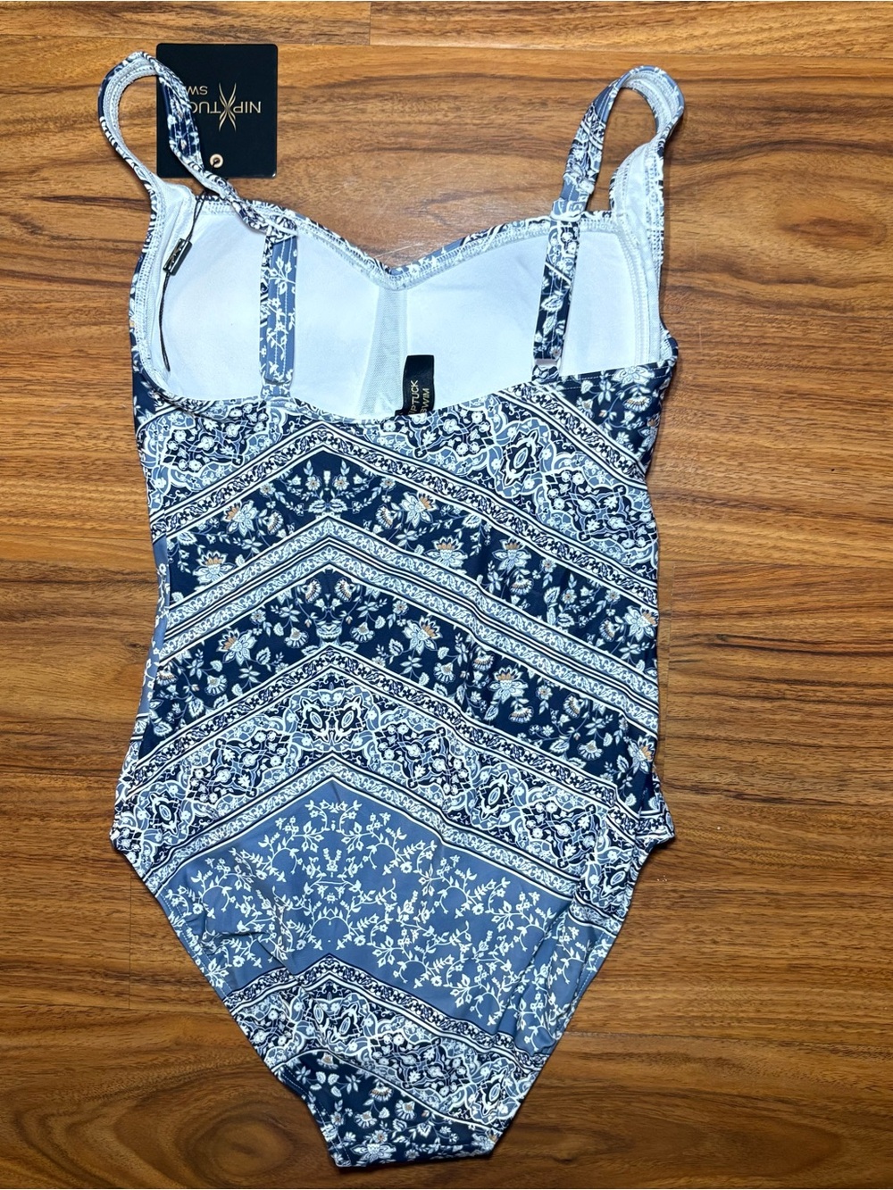 Nip Tuck Swim Navy Floral Paisley One Piece Swimsuit Multiple Sizes - Picture 3 of 6